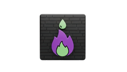 3D Fire and Water Drop Icon on Black Brick Wall