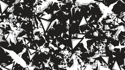 Abstract Geometric Shattered Triangle Pattern Background in Black and White