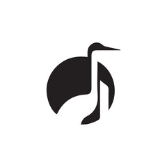 Naklejka premium Abstract minimalist crane bird in black circle logo design