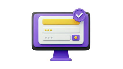 3D Computer Monitor with Form and Checkmark Icon