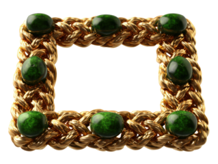 Elegant gold-plated frame with green gemstone accents