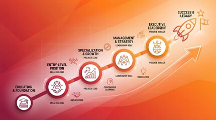 Modern infographic showing step by step growth process