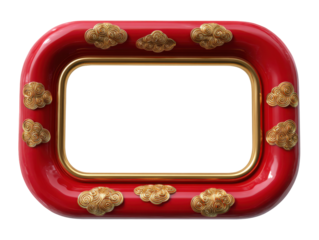 Decorative red and gold frame with cloud motifs