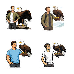 Man Holding a Majestic Bald Eagle on His Arm