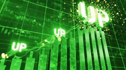 Vibrant digital bar graph illustrating a powerful upward trend and significant growth symbolizing financial market success business prosperity and positive economic development with dynamic glowing g.