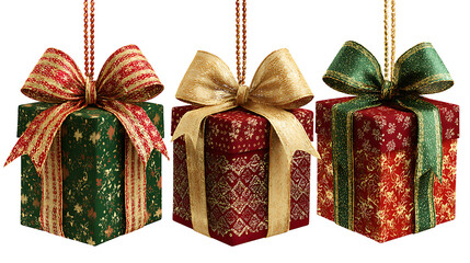 Suspended Christmas Gift Boxes &ndash; Ribbons with Easy Cutout for Holiday Designs.