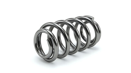 Detailed 3d render of a polished metal compression spring isolated on white background