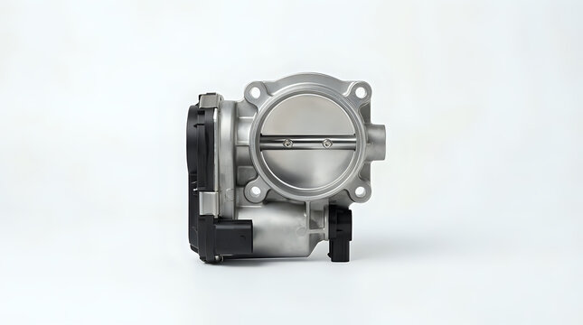 High quality automotive electronic throttle body assembly isolated on a clean white background