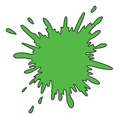 Green Paint Splatter Illustration &ndash; Dynamic Impact Design with Irregular Droplets and Streaks