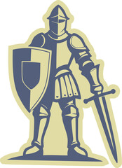 Vintage medieval knight sticker design