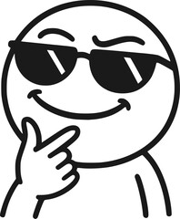 Funny thinking face with sunglasses