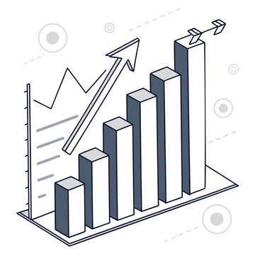 Growing bar graph with upward trend