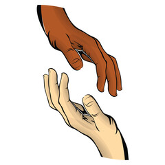 Helping Hands Clipart &ndash; Diverse Reaching Gesture Symbolizing Unity, Support, and Connection