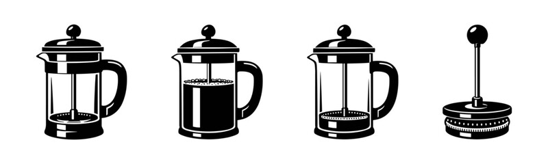 French press collection, French press flat vector illustration