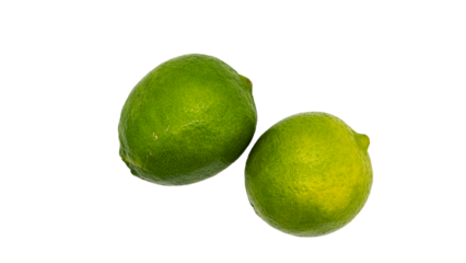 ライム2個 フレッシュな柑橘類　（背景透過）