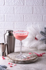 Christmas drink pink peppermint martini