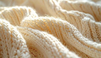 Cream Knitted Texture Background