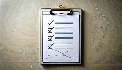 Checklist on Clipboard Against Textured Wall - Task Management Concept.
