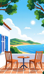 beach chairs and umbrellas