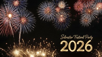 Vibrant fireworks light up the night sky for a spectacular silvester festival party 2026 celebration