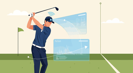 Augmented reality golf training, providing instant feedback and performance analysis for improving