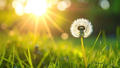 Dandelion in Sunny Field