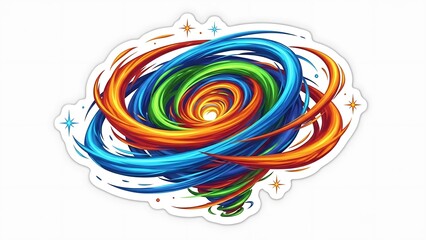 鮮やかな色彩の渦巻くエネルギーが中心に集まる抽象的なイラスト