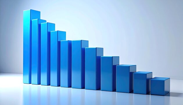 下降する棒グラフが減少傾向や変化を示すビジネス的表現
