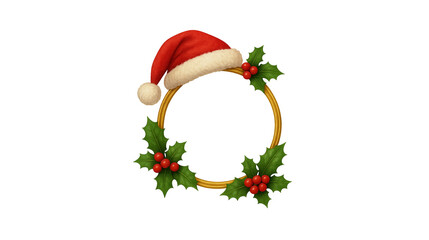 christmas wreath with santa claus hat