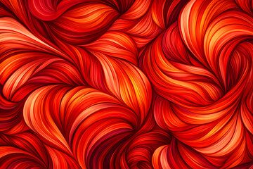 赤の抽象的な渦巻き模様背景、流れるラインアートデザイン