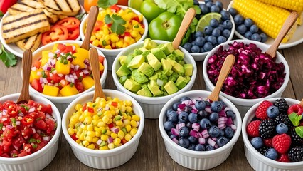 鮮やかなフルーツの彩り, 食欲そそる食品の美しい配置