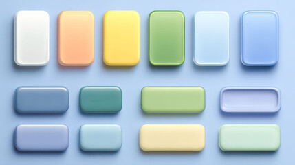 Row of buttons with different colors and numbers. The buttons are arranged in a grid and are labeled with numbers and letters. The buttons are of different sizes and colors