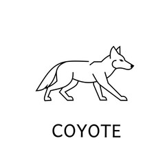 Naklejka premium Modern Coyote or Wild Dog Silhouette - Simple Line Art Vector