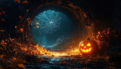 Enchanted Halloween Path: Jack O'Lantern Lantern and Fireworks