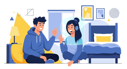 Virtual connection between people displayed by using augmented reality and digital interface