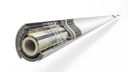 白い背景上の技術的な断面図を精密に示す