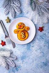 Pancakes in the shape of snowman