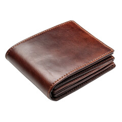 Wallet leather brown isolated on transparent background
