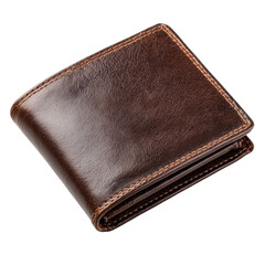Wallet leather brown isolated on transparent background