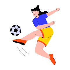 Flat style illustration showing a person playing football