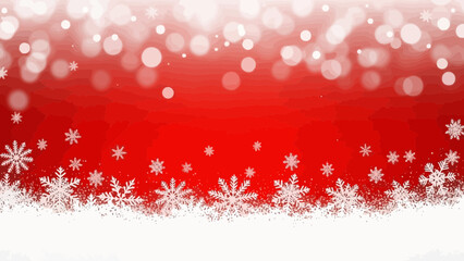 Festive red christmas background with bokeh lights and snowflake accents design