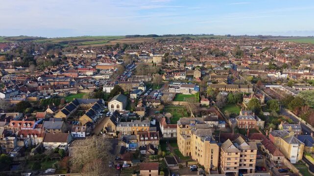 Aerial View of beautiful village of Sherborne, Dorset, England