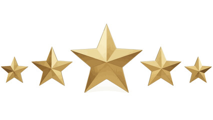 Obraz premium Golden star rating with five stars for customer satisfaction and quality assessment