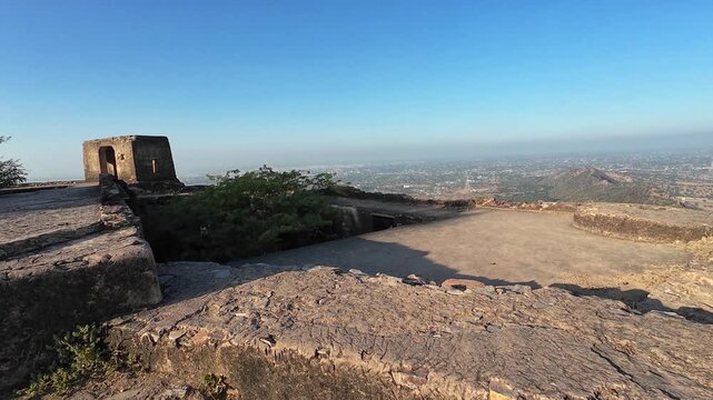 Exploring the Historic Fortress of Deogarh Featuring Weathered Stone Fortifications and Strategic Defensive Structures on a Rugged Hilltop Landmark, Sikar, Rajasthan