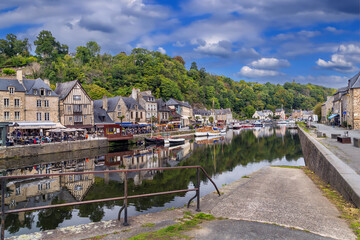 Rance River embankment in Dinan, France
