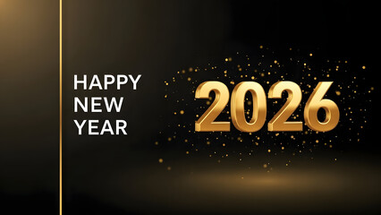 Happy new year 2026 celebration with gold numbers
