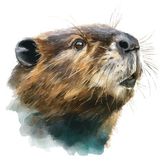Beaver Head, watercolor illustration, vector style, isolated on a white background. © Andrews