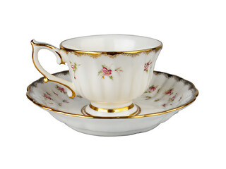優雅な花柄ポーセリンティーカップ＆ソーサー