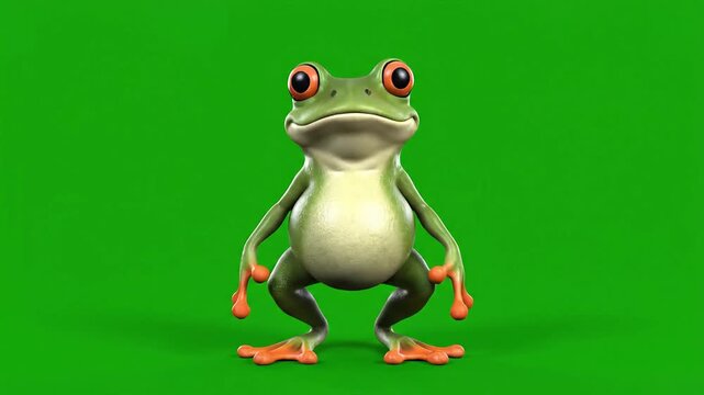 Cute cartoon frog character with big eyes and a happy expression.