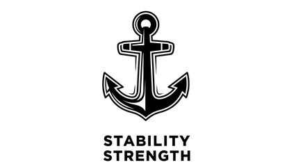 A bold black and white illustration of a classic anchor symbolizing stability and strength.